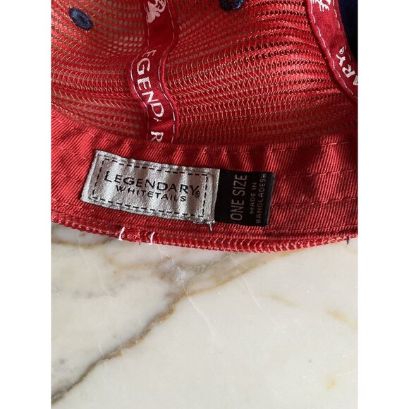 Legendary Navy & Red Mesh Trucker Hat Embroidered Buck Hunting Deer - Picture 7 of 7